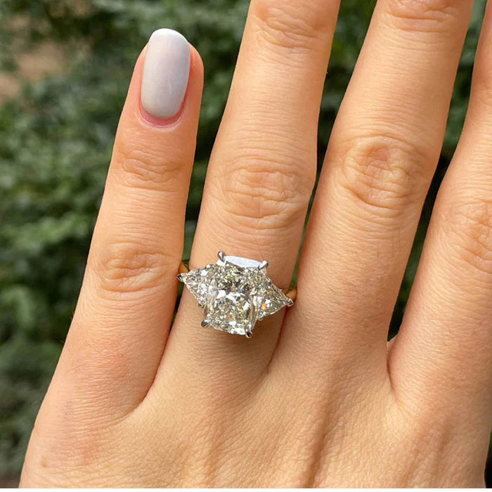 6 ct Anillo de compromiso con diamante Corte Radiante Oro 14k