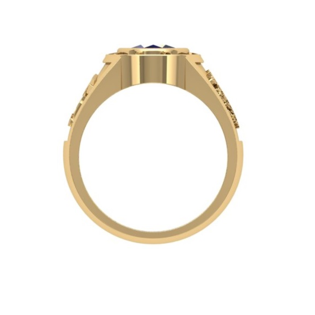 Viena Anillo de Graduación Personalizado en Oro con Zafiro de Laboratorio