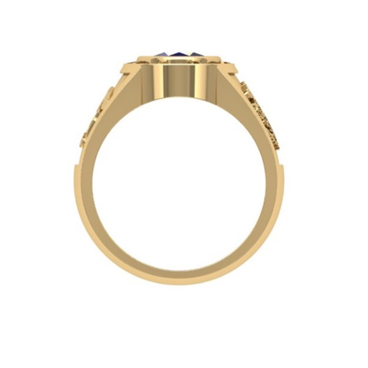 Viena Anillo de Graduación Personalizado en Oro con Zafiro de Laboratorio