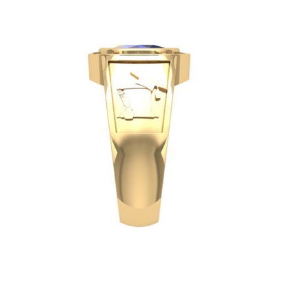 Viena Anillo de Graduación Personalizado en Oro con Zafiro de Laboratorio
