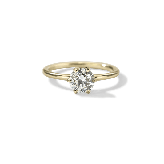 Anillo de compromiso personalizado – Diamante redondo 3.0 ct en montura solitaria (Oro amarillo 18K) - bodhana