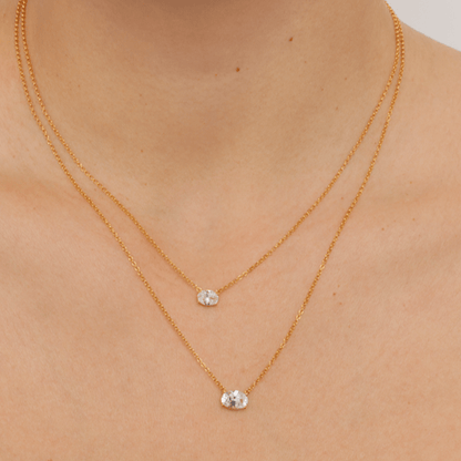 collar de oro con diamante Oval - BODHANA