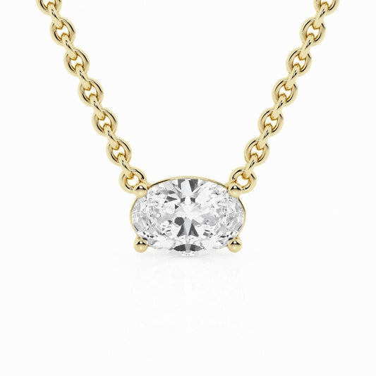 collar de oro con diamante Oval - BODHANA