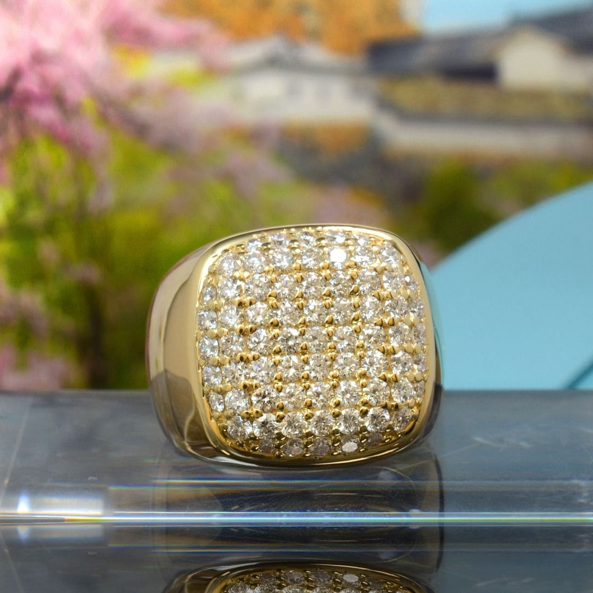 Anillo Clúster Hombre 2.00 Ct Diamantes Lab IGI Oro 14K