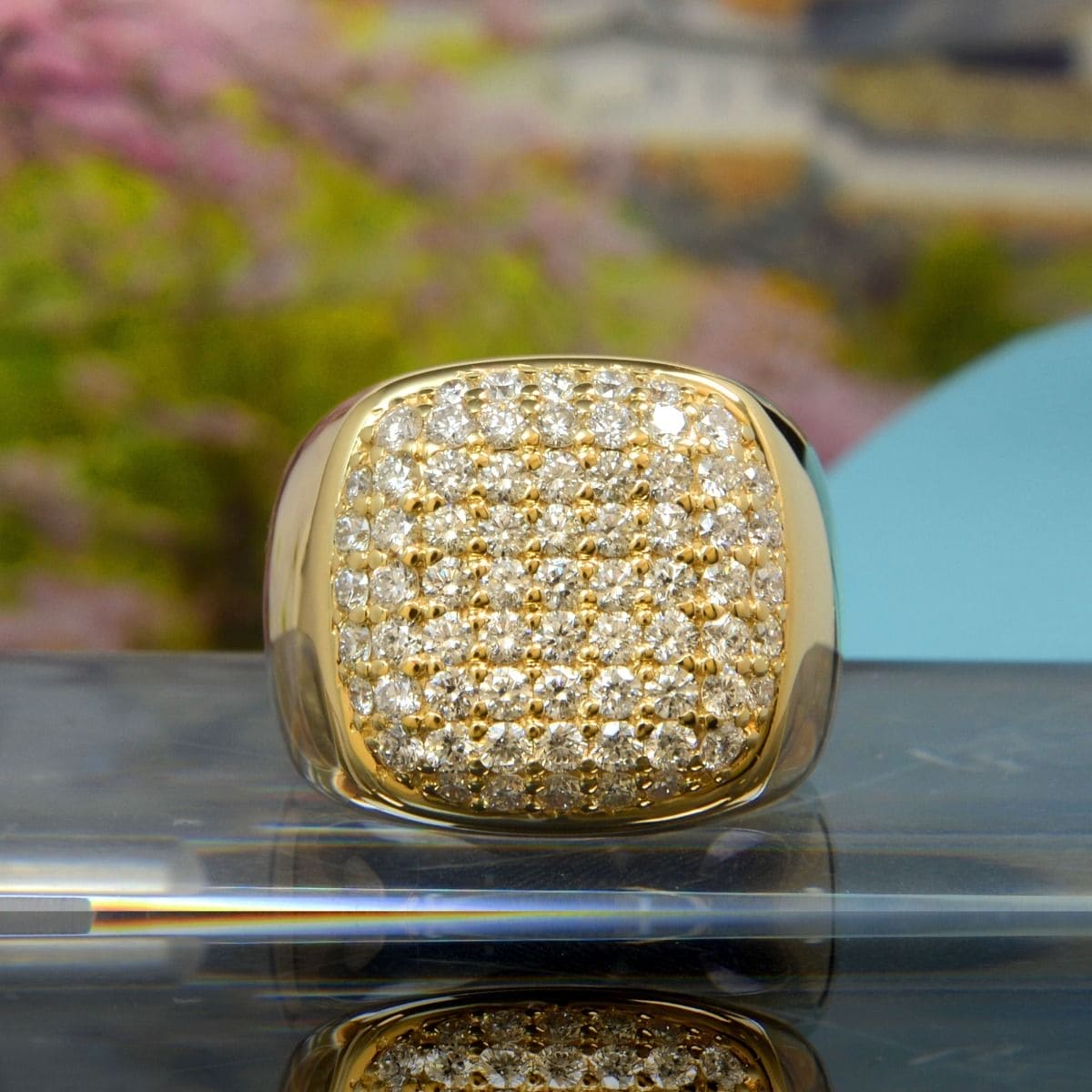 Anillo Clúster Hombre 2.00 Ct Diamantes Lab IGI Oro 14K