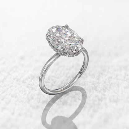 Anillo de Compromiso Oval Hidden Halo 2 ct en Oro 14k