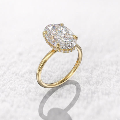 Anillo de Compromiso Oval Hidden Halo 2 ct en Oro 14k