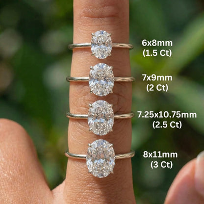 Anillo de Compromiso Oval Hidden Halo 2 ct en Oro 14k