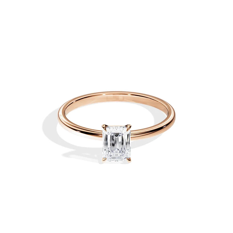 1 ct Anillo de compromiso con diamante Esmeralda Oro 14 K
