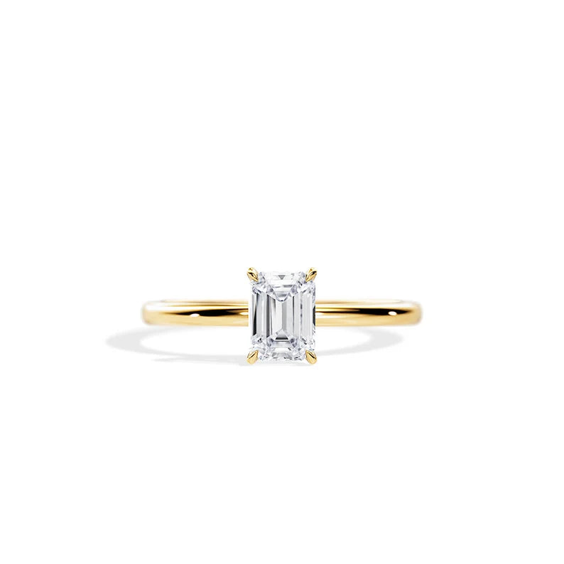 1 ct Anillo de compromiso con diamante Esmeralda Oro 14 K