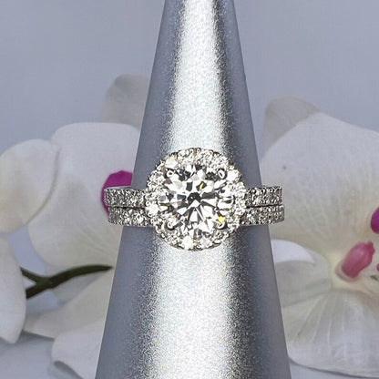4 ct Anillo de compromiso con diamante redondo oro blanco de 14k
