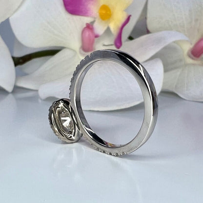 4 ct Anillo de compromiso con diamante redondo oro blanco de 14k