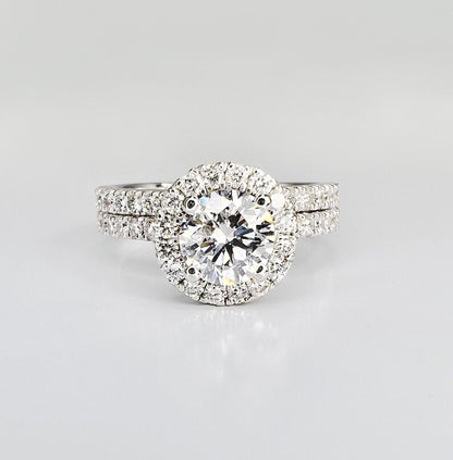 4 ct Anillo de compromiso con diamante redondo oro blanco de 14k