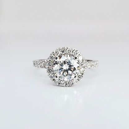 4 ct Anillo de compromiso con diamante redondo oro blanco de 14k