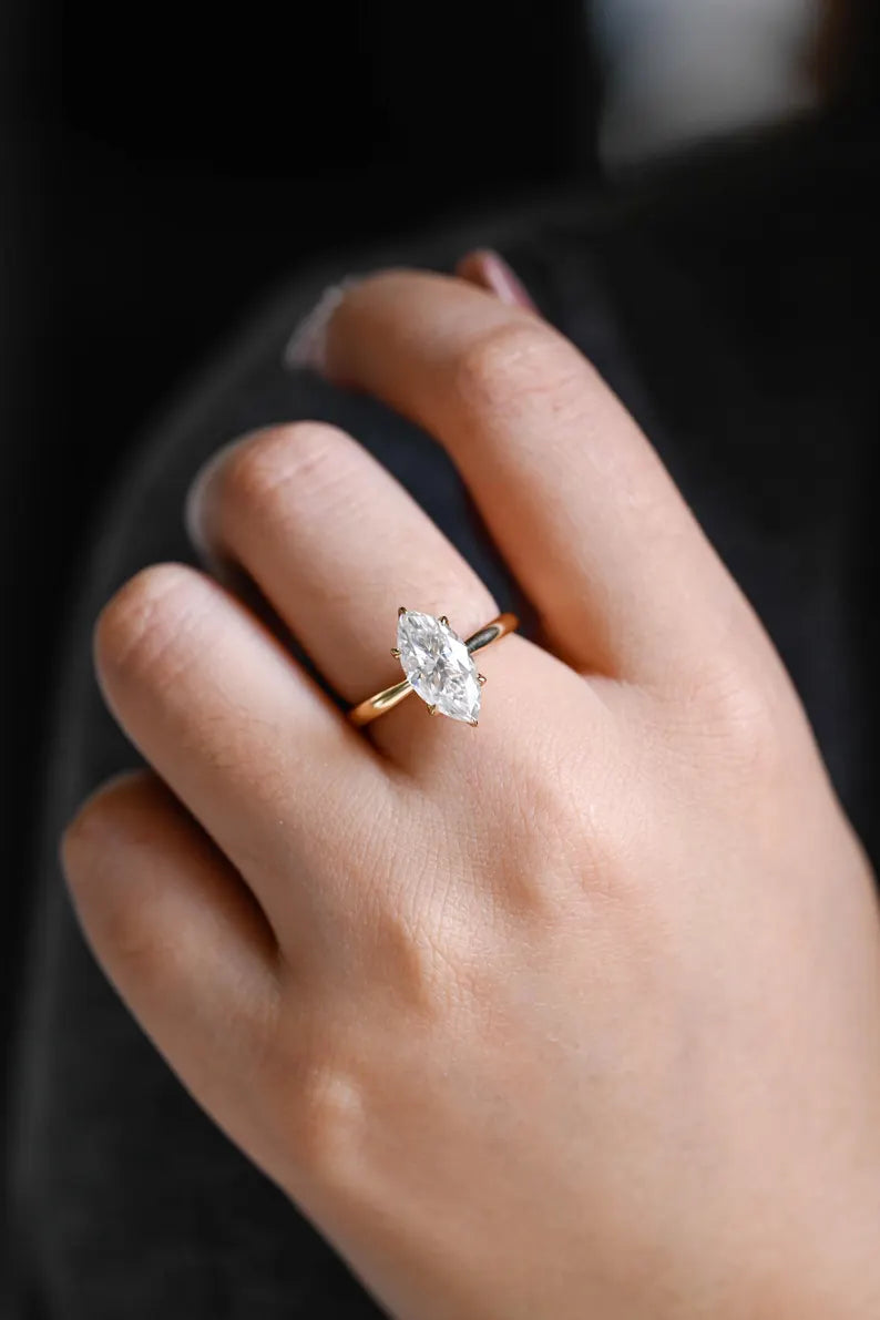 1 ct Anillo de compromiso con diamante Corte Marquise Oro de 14k