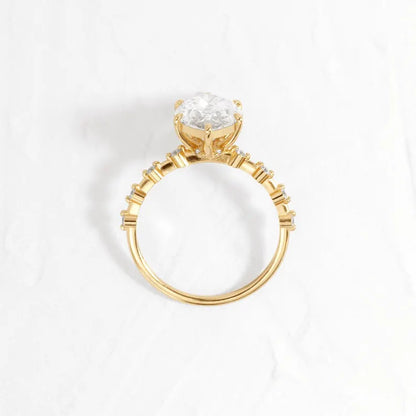 3 ct Anillo de compromiso con diamante corte marquise en oro de 14K