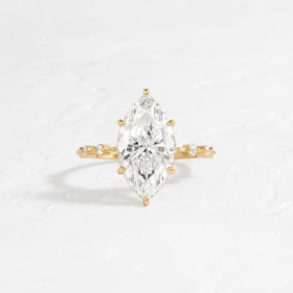3 ct Anillo de compromiso con diamante corte marquise en oro de 14K
