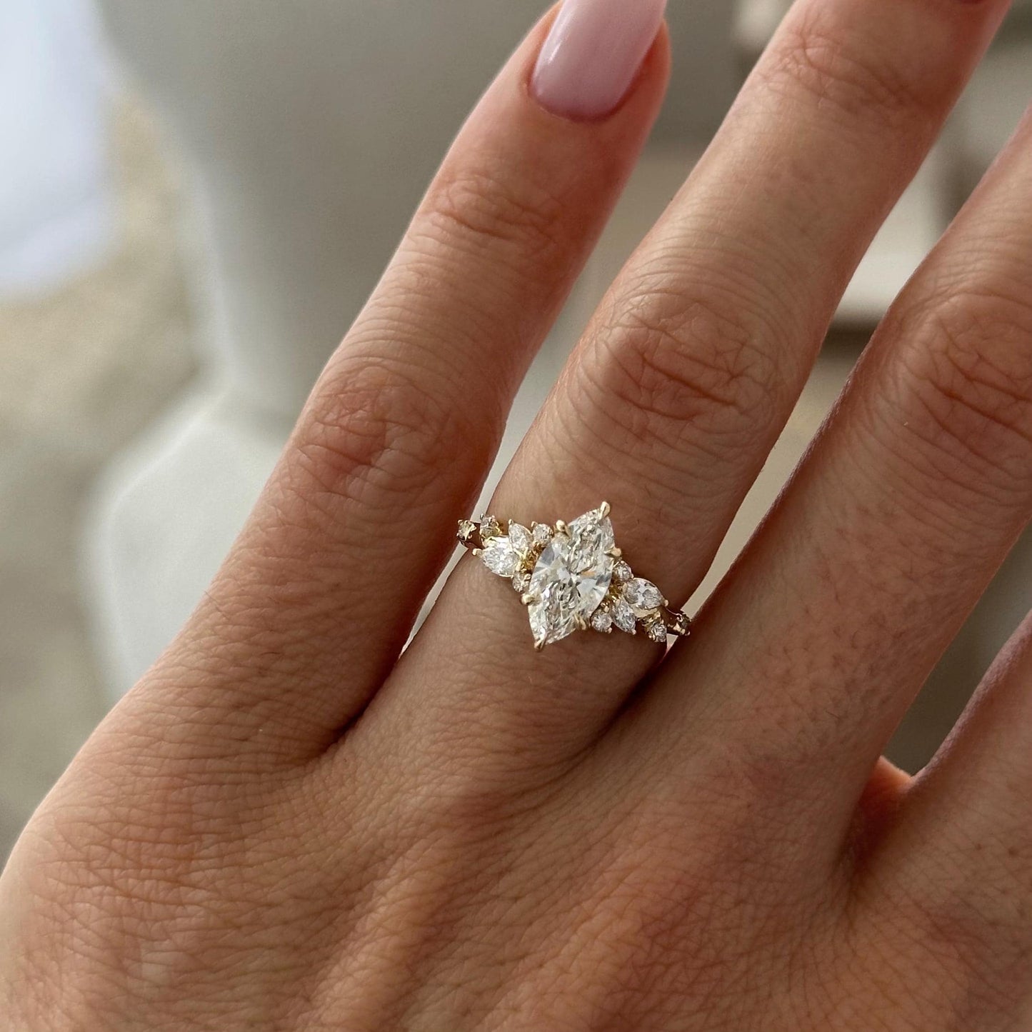 Anillo Florencia — Diamante marquesa de 1 ct en oro 14k