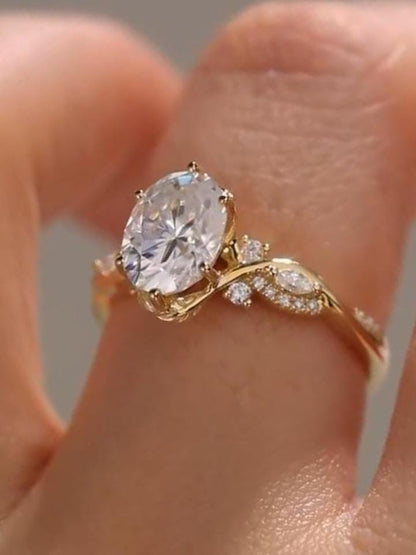 Anillo París — Diamante oval de 2 ct en oro 14k