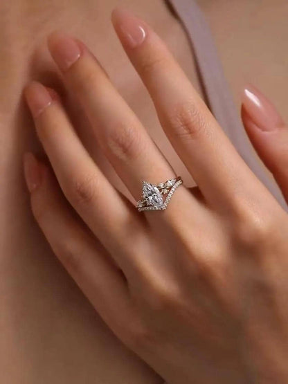 Set Amalfi — Anillo marquesa de 1.50 ct + argolla en oro 14k