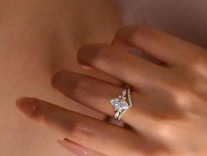 Set Amalfi — Anillo marquesa de 1.50 ct + argolla en oro 14k