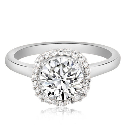 Montura estilo halo cojín para anillo de compromiso (no incluye diamante central) - BODHANA