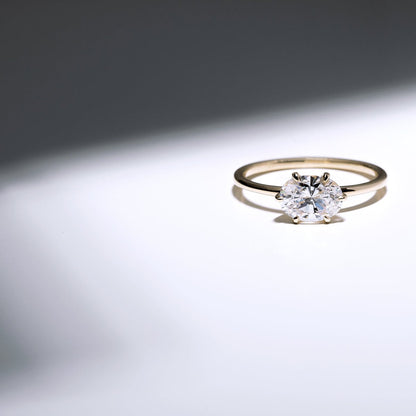 Montura para Anillo de Compromiso Solitario Clásico de Seis Uñas en estilo East - West (no incluye diamante central) - BODHANA