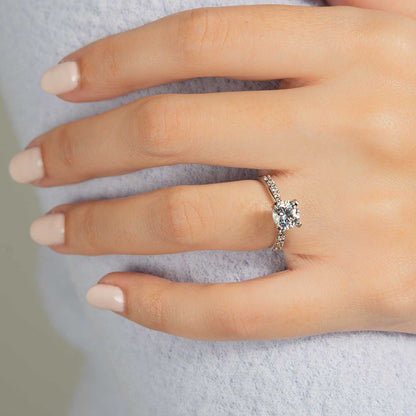 Montura pavé estilo moño para anillo de compromiso (no incluye diamante central) - BODHANA