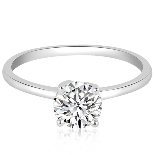 Montura solitario estilo liso completo para anillo de compromiso (no incluye diamante central) - BODHANA