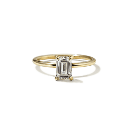 Montura solitario estilo liso completo para anillo de compromiso (no incluye diamante central) - BODHANA