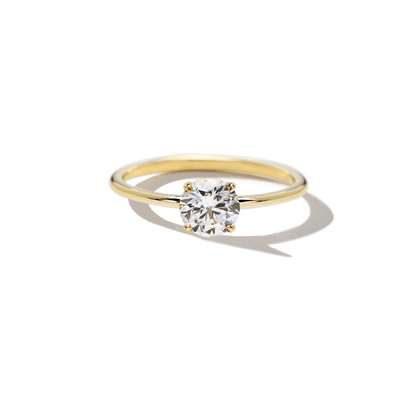 Montura solitario estilo liso completo para anillo de compromiso (no incluye diamante central) - BODHANA