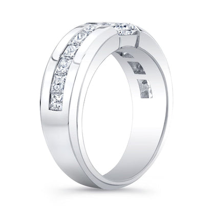 Anillo de Compromiso para Hombre con Diamante Radiante de 3.20 Quilates