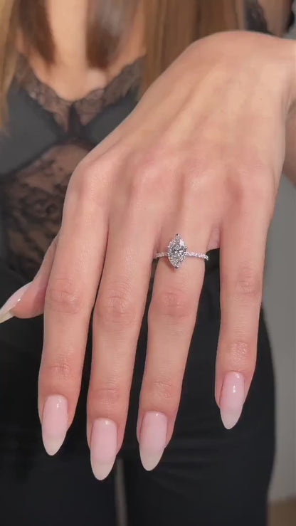 2.25 ct Anillo de compromiso con diamante Marquise Oro 14k