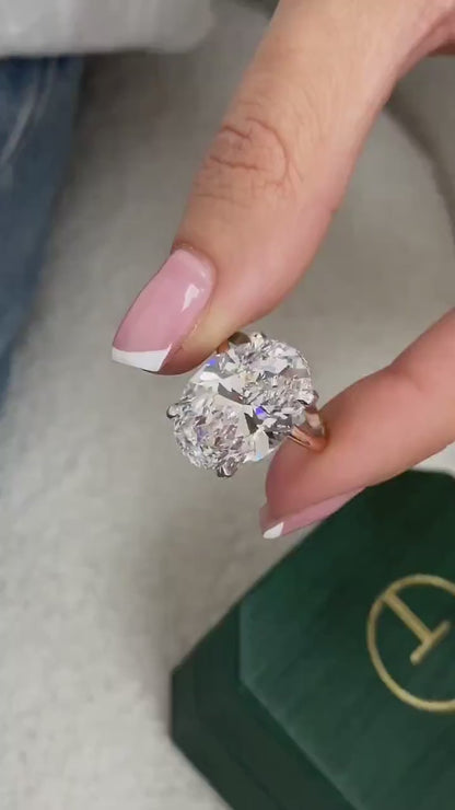 10.20 ct Anillo de compromiso con diamante ovalado en oro 14k