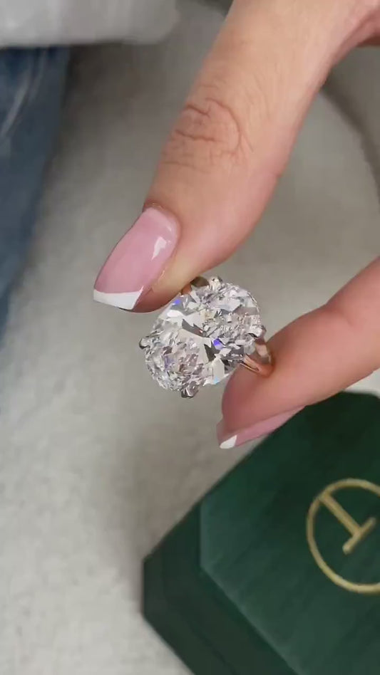 10.20 ct Anillo de compromiso con diamante ovalado en oro 14k