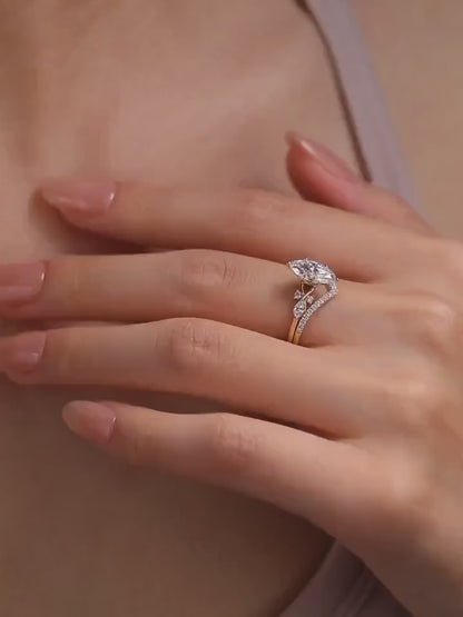 Set Amalfi — Anillo marquesa de 1.50 ct + argolla en oro 14k