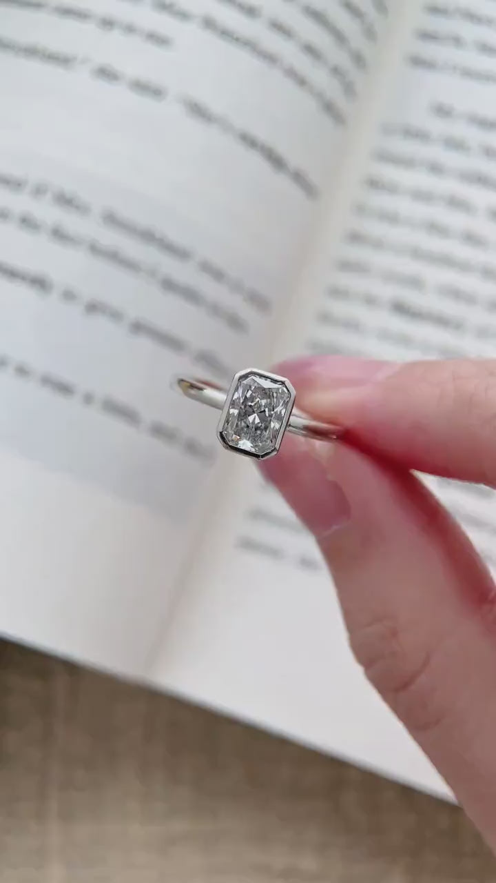 💍 Anillo de compromiso con diamante lab radiante de quilate en