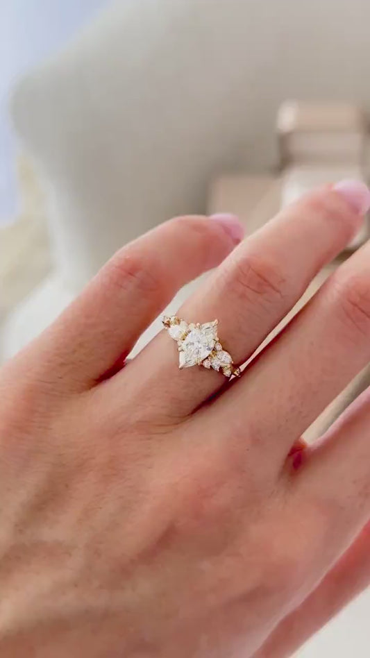 Anillo Florencia — Diamante marquesa de 1 ct en oro 14k