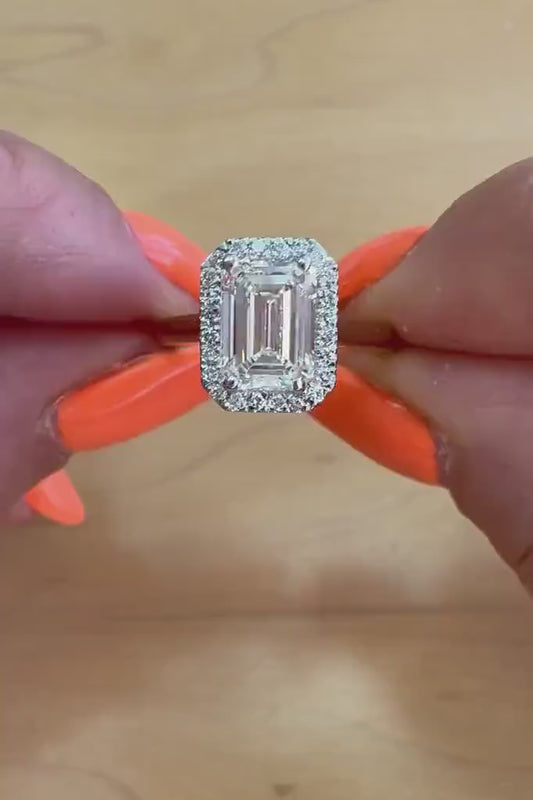 2.14 ct Anillo de compromiso con diamante Esmeralda Oro de 14k