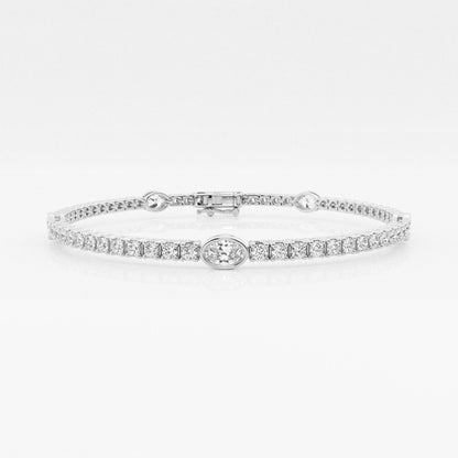 Pulsera Tenis con Diamante Oval en oro de 14 Kilates - BODHANA