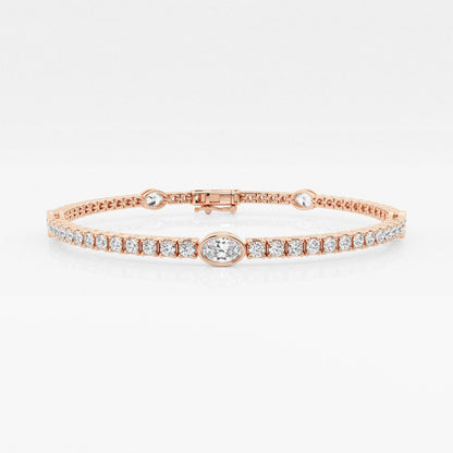 Pulsera Tenis con Diamante Oval en oro de 14 Kilates - BODHANA