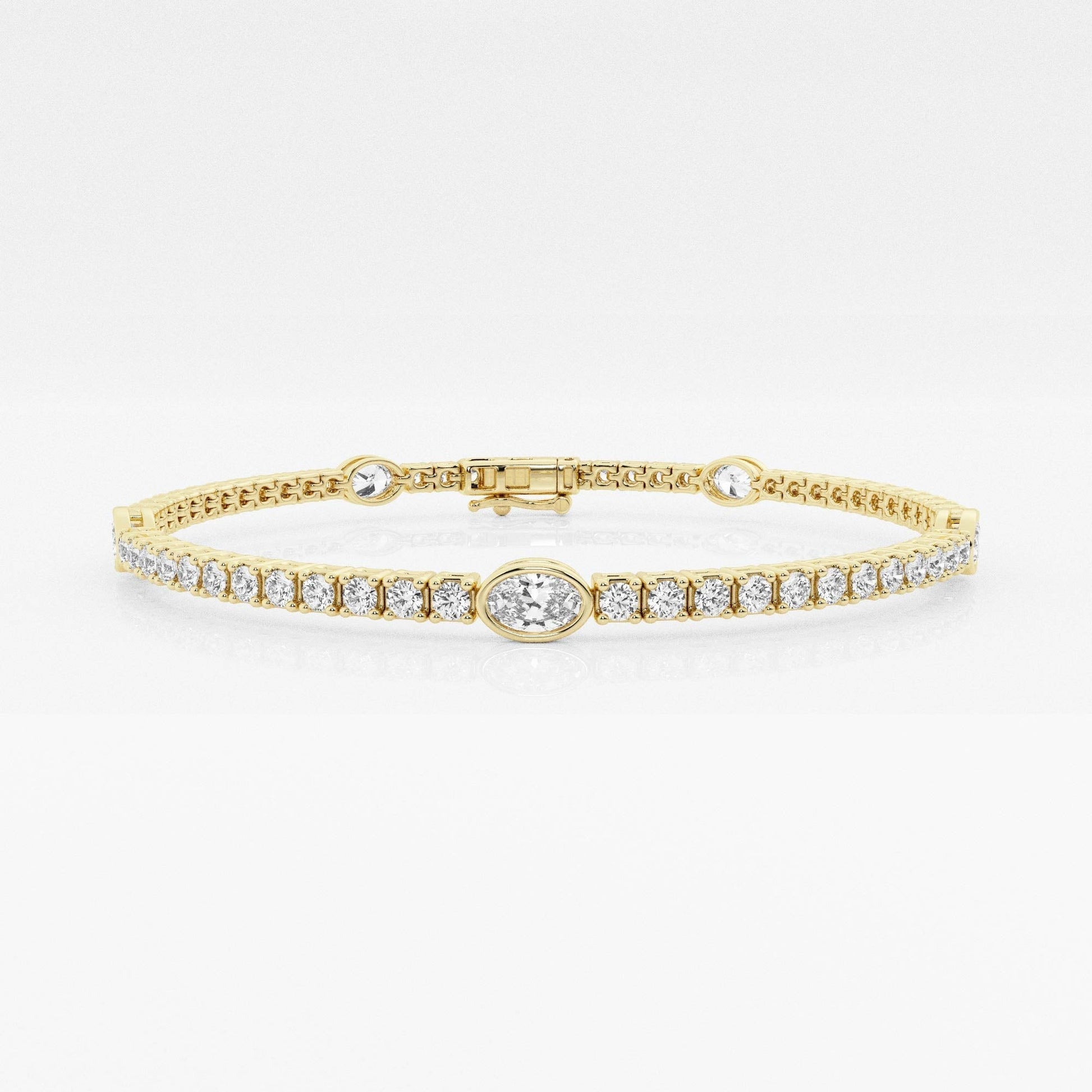 Pulsera Tenis con Diamante Oval en oro de 14 Kilates - BODHANA