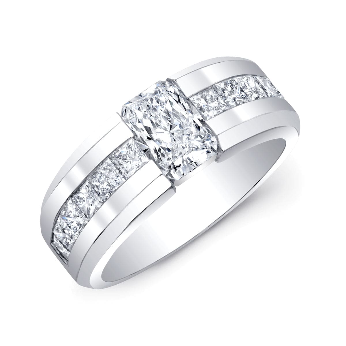 Anillo de Compromiso para Hombre con Diamante Radiante de 3.20 Quilates