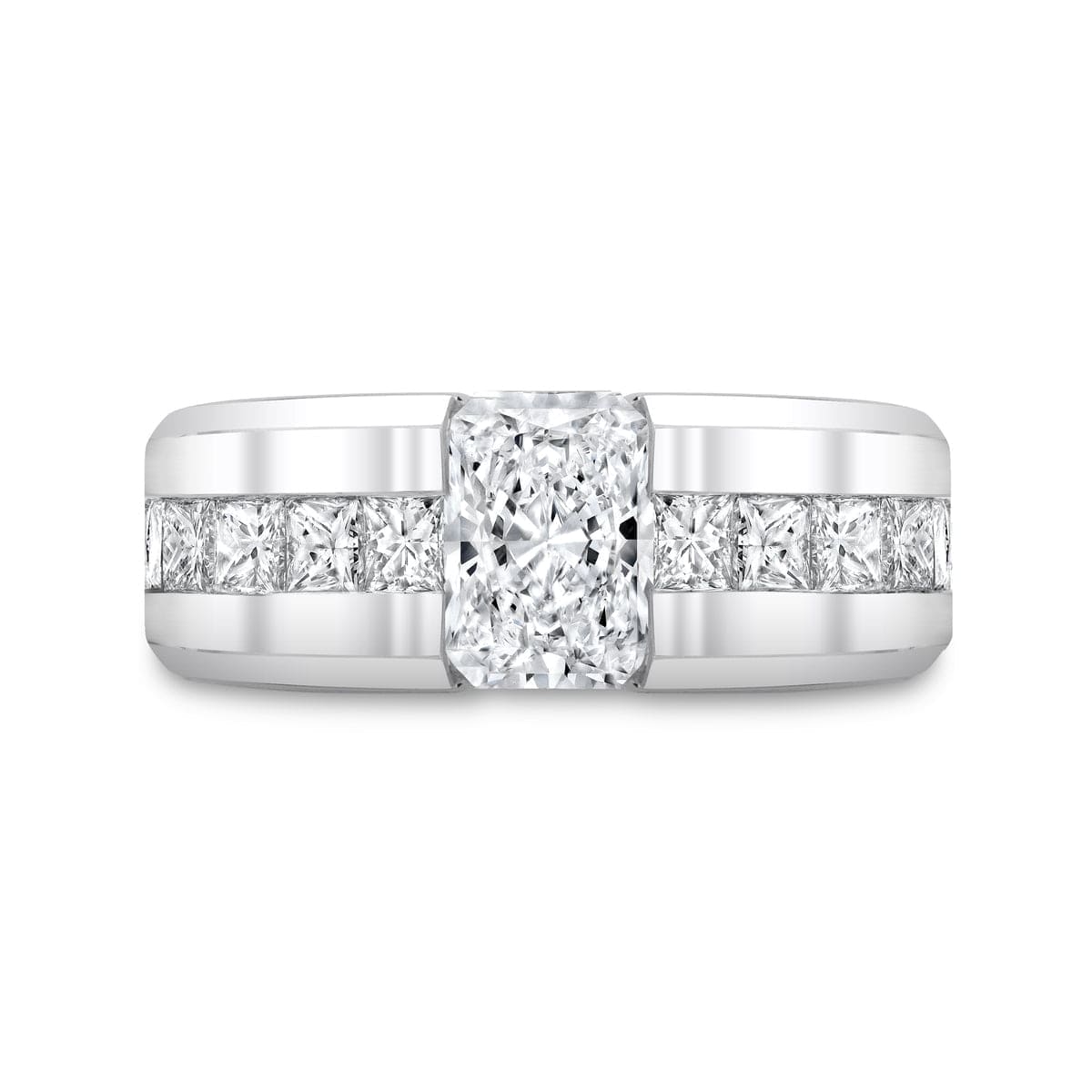 Anillo de Compromiso para Hombre con Diamante Radiante de 3.20 Quilates