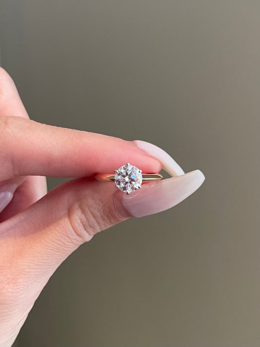 1 ct Anillo de compromiso con diamante redondo oro 14K